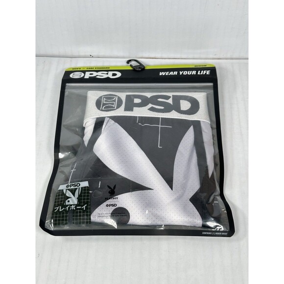 Size Medium - PSD Playboy Kanji Boxers Underwear Black Silver NEW - Picture 2 of 3